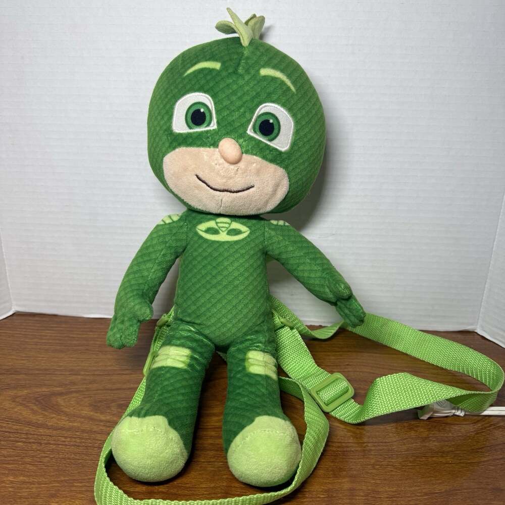 PJ Masks Gekko Animals Backpack Plush Doll 14” Small Zippered Pocket